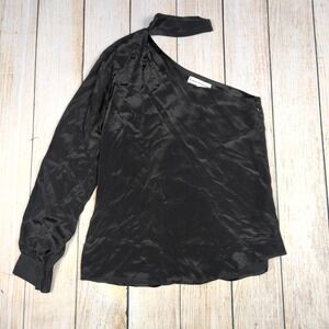 Karina Grimaldi Black One long sleeve Choker Neck Top M‎ whimsigoth silk blend